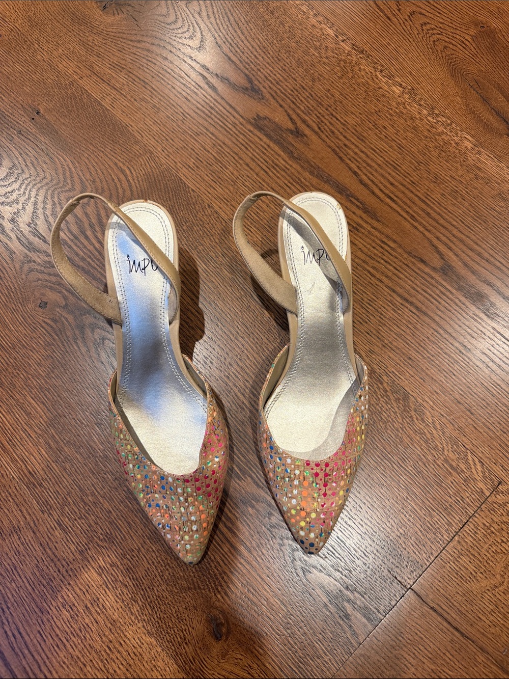 Impo Multicolor Slingback Pointed Toe Heels